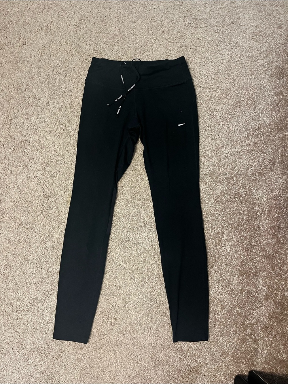 Nike Black Dri-FIT Running Leggings with Drawstring